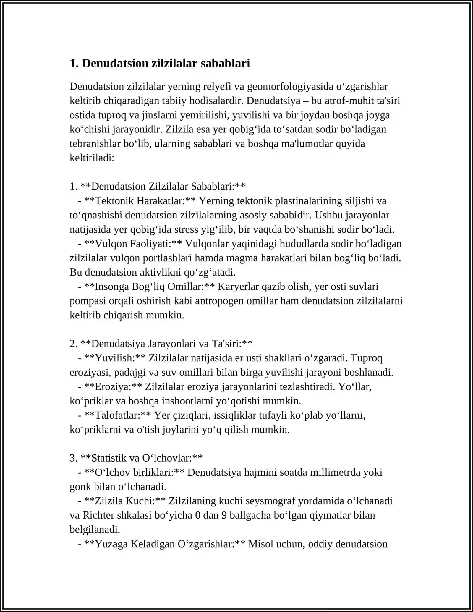 Zilzila Turlari va Sabablari: Denudatsion, Vulkanir, Tektonik, Sun'iy 3
