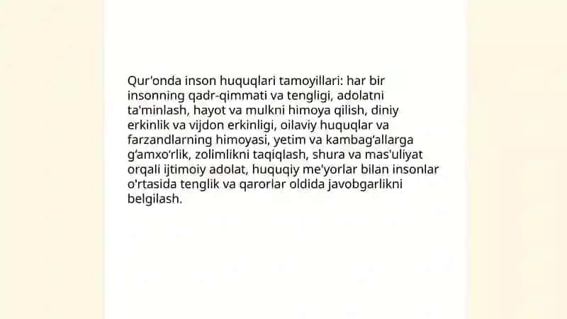 Islomda inson huquqlari himoyasi, ijtimoiy tenglik, adolat va tolerantlik 3