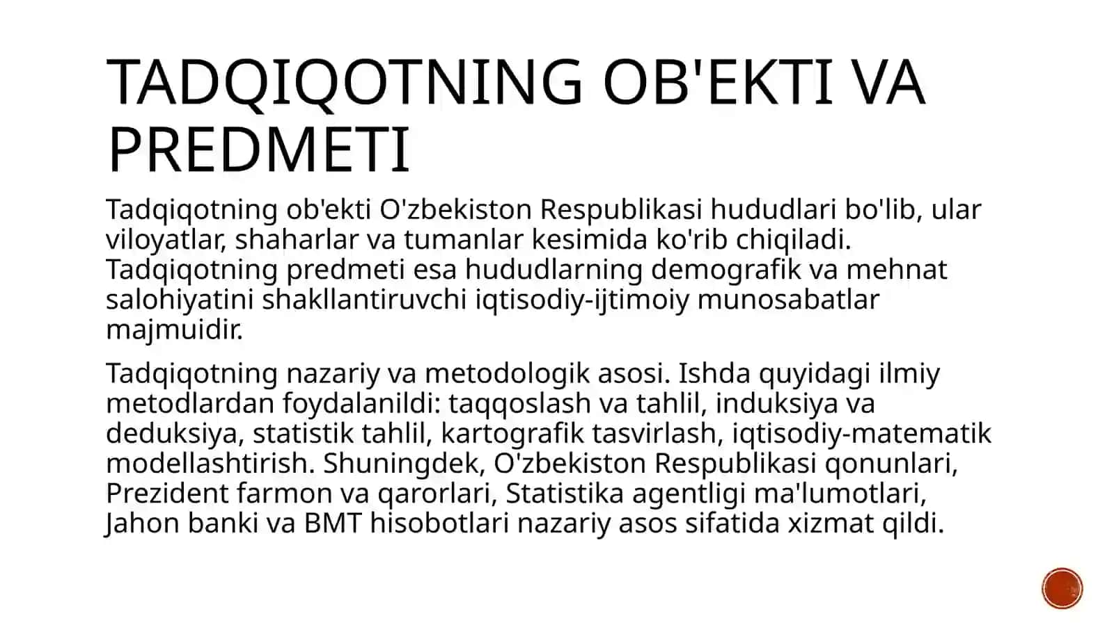 HUDUDLARNING DEMOGRAFIK VA MEHNAT SALOHIYATI. IJTIMOIY INFRATUZILMA 3
