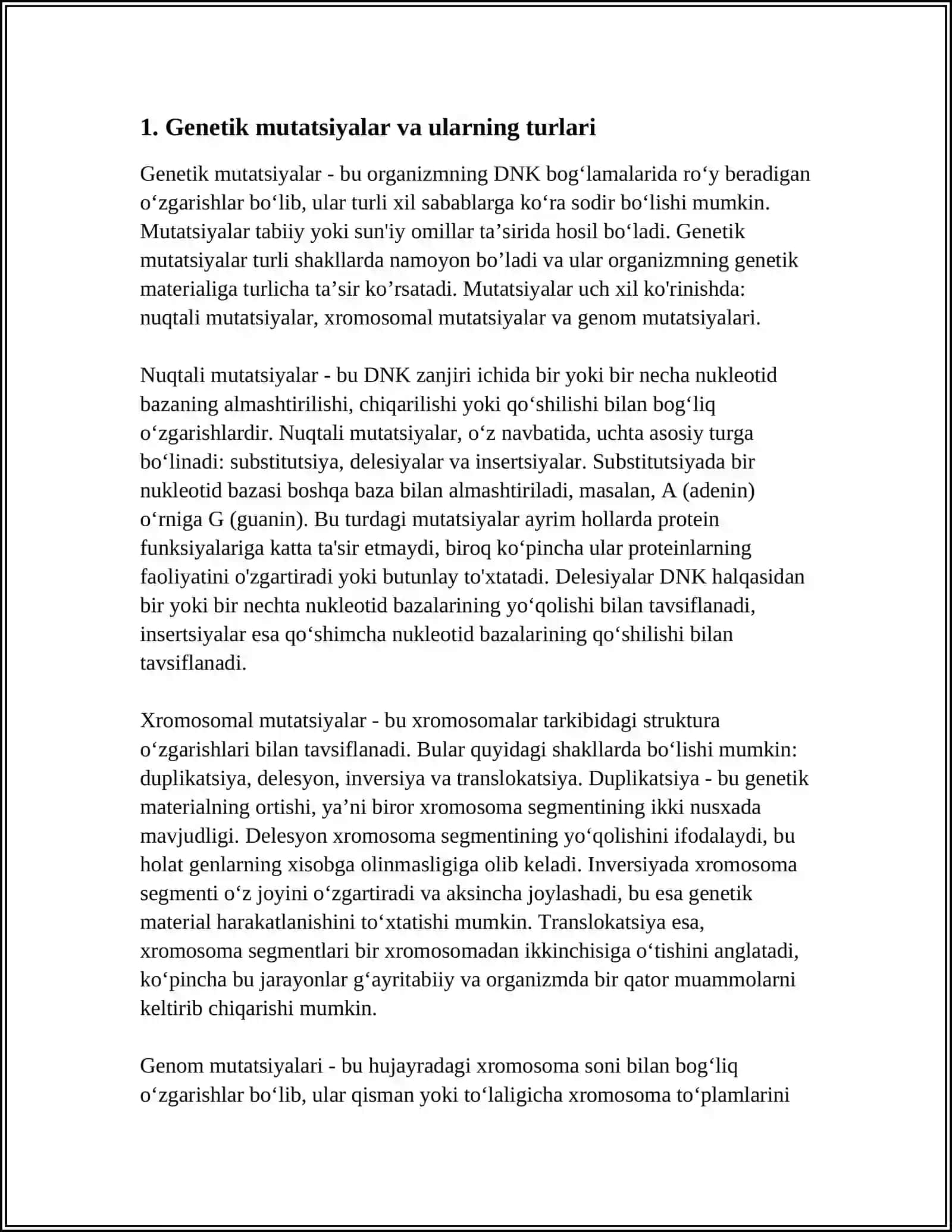 ORGANIZMNI MUTAGEN TASIRGA CHIDAMLILIGI TOMS MORGANNING XROMOSOMA NAZARIYASI 3