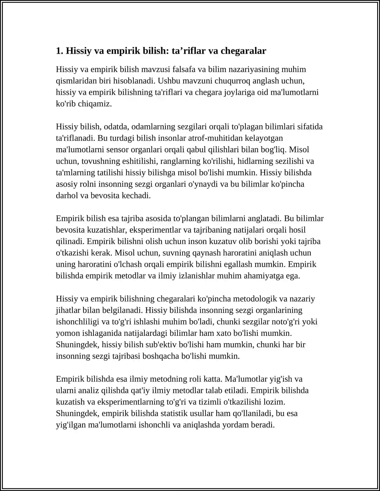 HISSIY EMPRIK, NAZARIY,MANTIQIY, INTUITIV BILISH DARAJALARINING O'ZARO ALOQALARI VA FARQI 3
