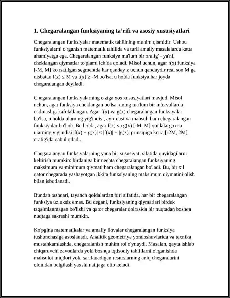 CHEGARALANGAN FUNKSIYAGA OID MISOL VA MASALALARNI OʻRGANISH 3