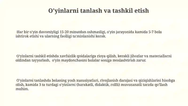 O'yinning maktabgacha ta’lim tashkiloti pedagogik jarayonidagi o‘rni va ahamiyati 3