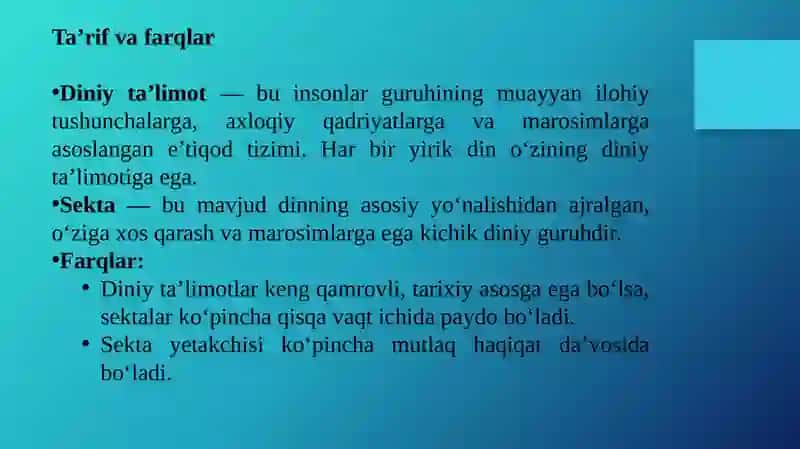 Yangi Diniy ta'limotlar va Sektalar 3
