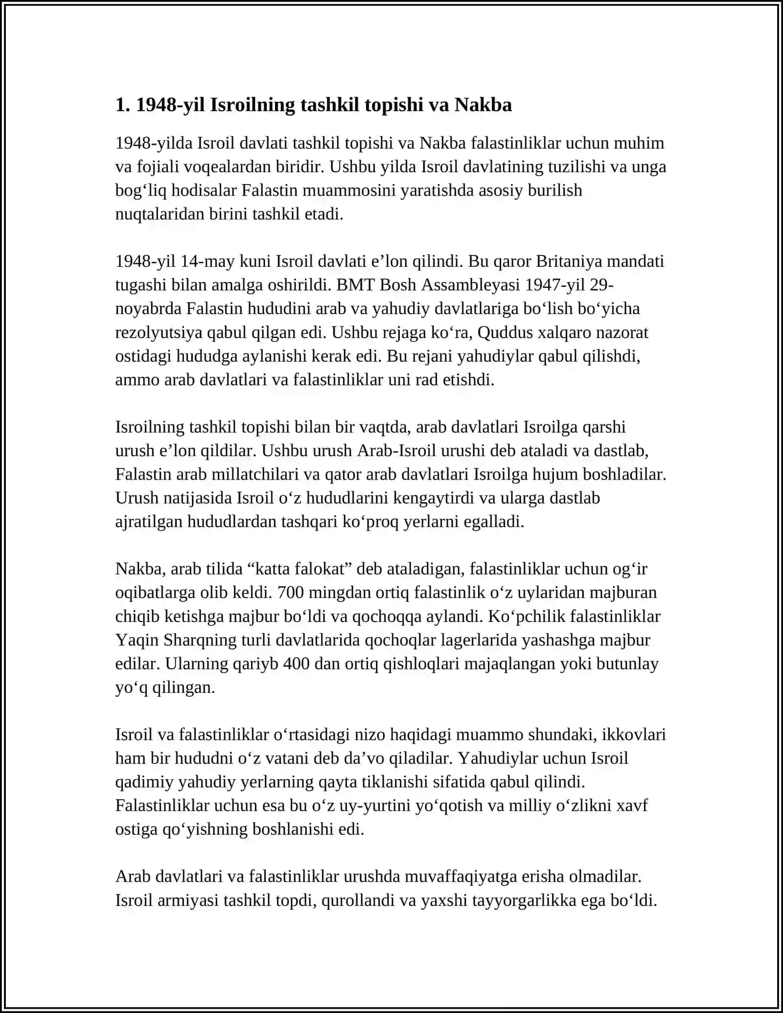 ISROIL DAVLATI VA FALASTIN MUAMMOSI Referat 3