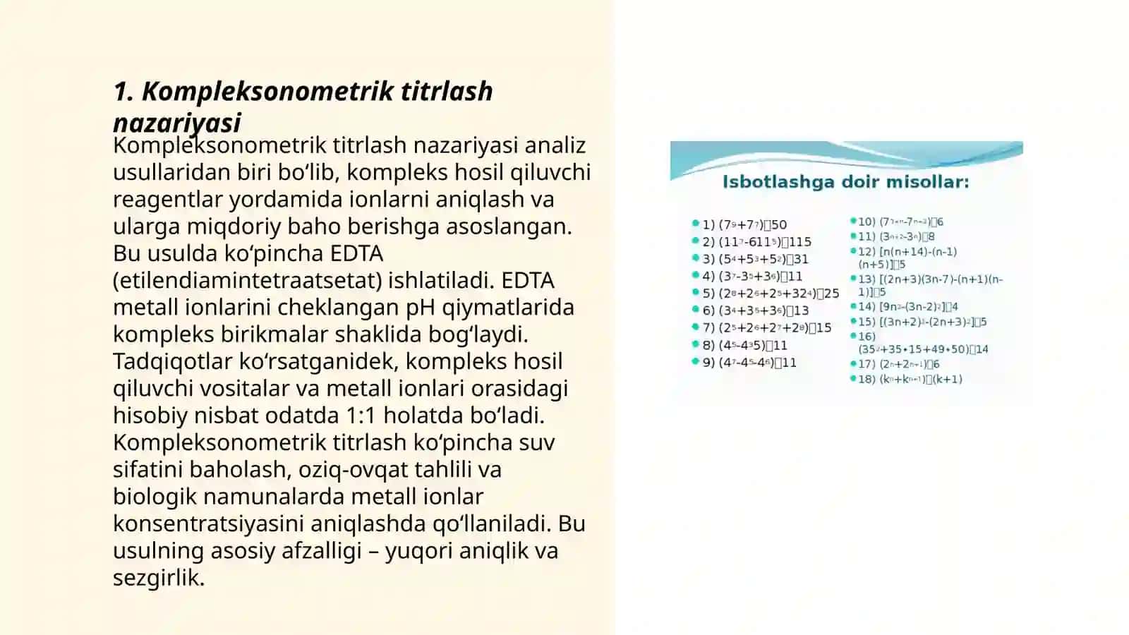 Kompleksonometrik titirlash usulida CaCl2 tarkibidagi kalsiyni massasini aniqlang 3