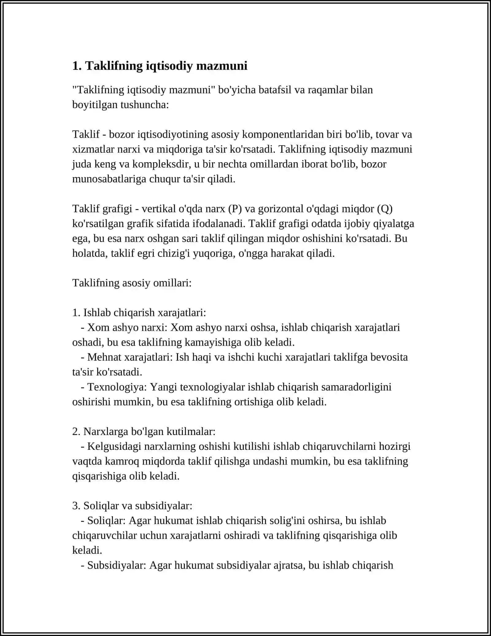 TAKLIFNING IQTISODIY MAZMUNI VA UNING HAJMIGA TASIR ETUVCHI OMILAR 3