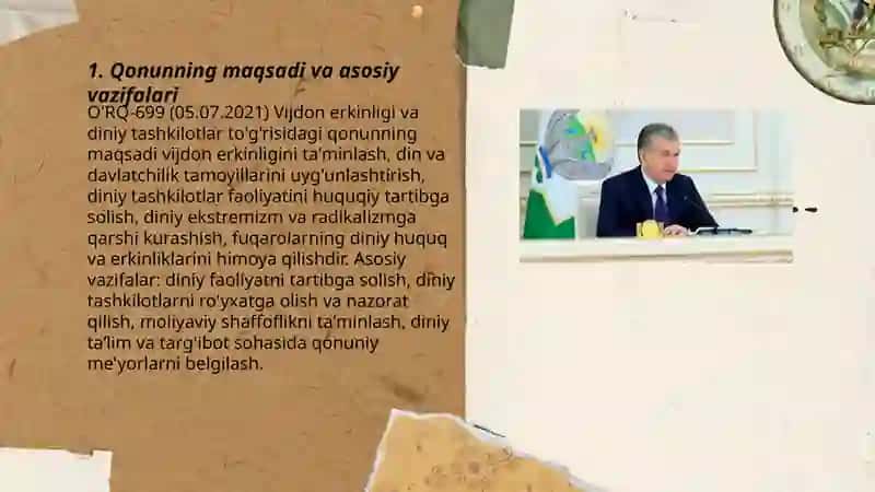 Vijdon erkinligi va diniy tashkilotlar to'g'risidagi Qonun 3
