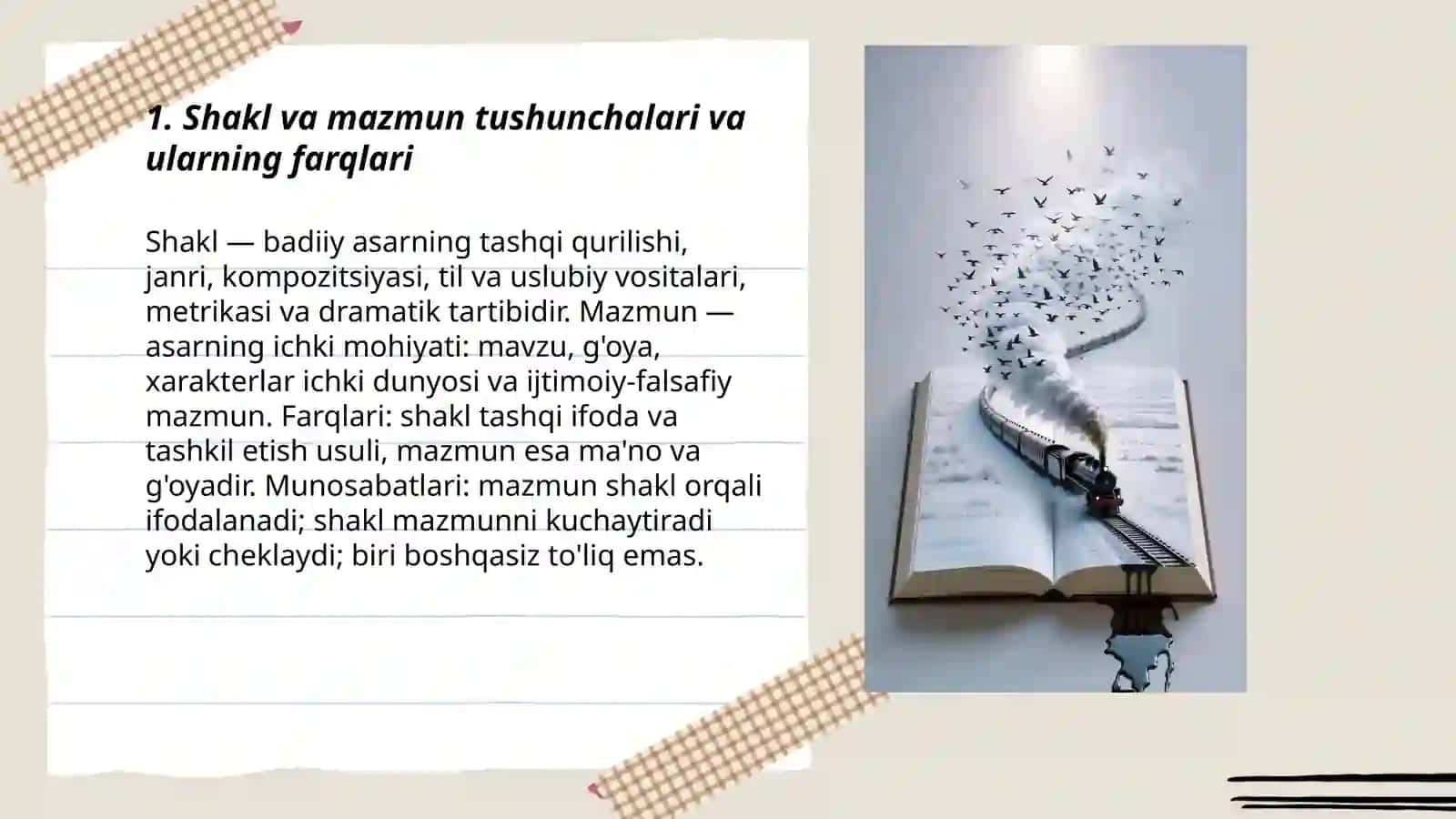 Badiiy tahlilda shakl va mazmun munosabati 3