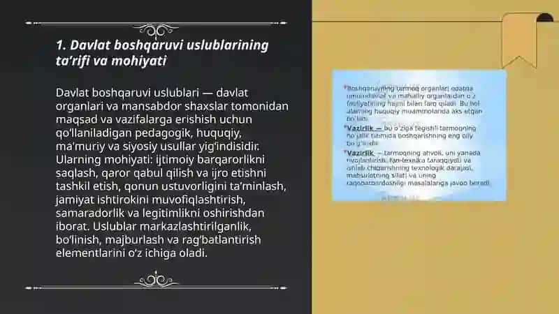 Davlat boshqaruvi uslublari tushunchasi va hususiyatlari 3