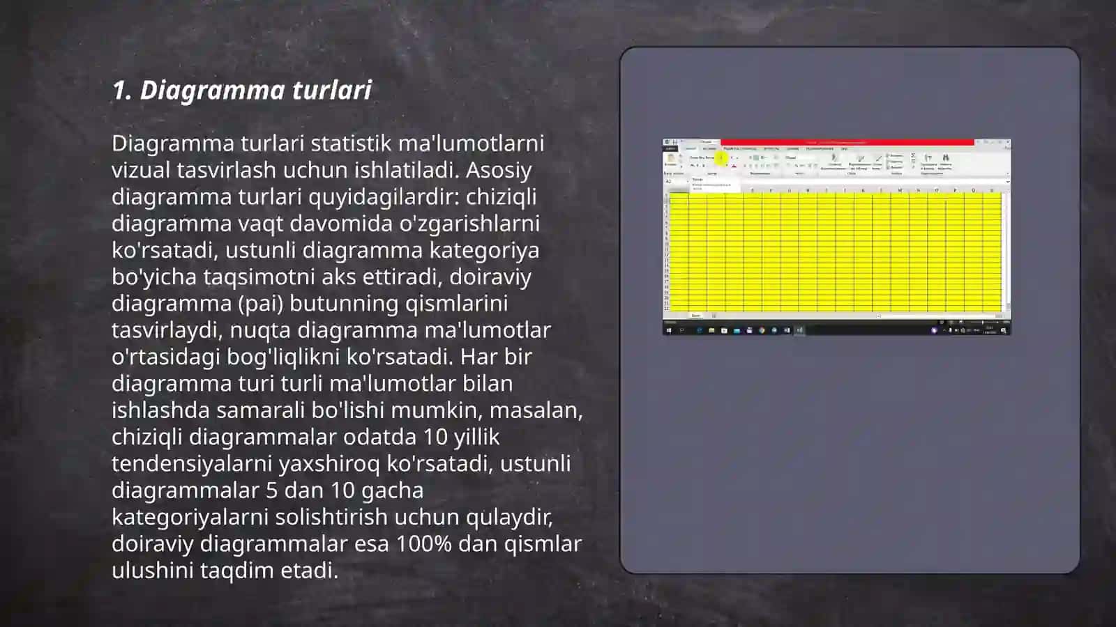 Excel dasturida diagrammalar yaratish 3