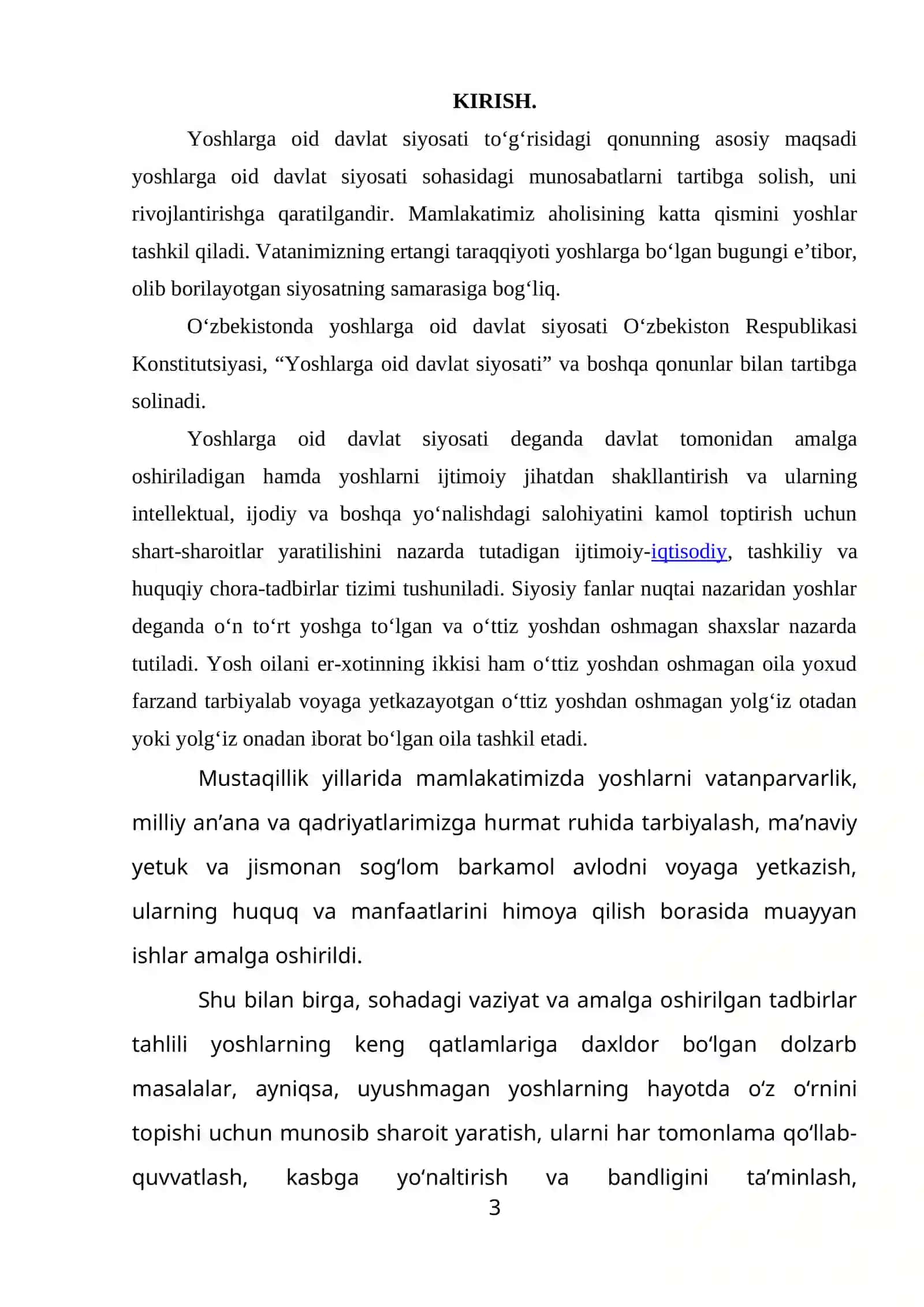 Mustaqillik yillarida O‘zbekiston olib borilayotgan yoshlarga oid davlat siyosatining tarixiy shakllanishi 3