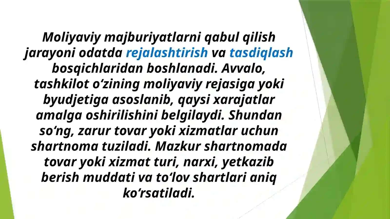 Moliyaviy majburiyatlarni qabul qilish va xarajatlarni toʻlashni nazorat qilish 3