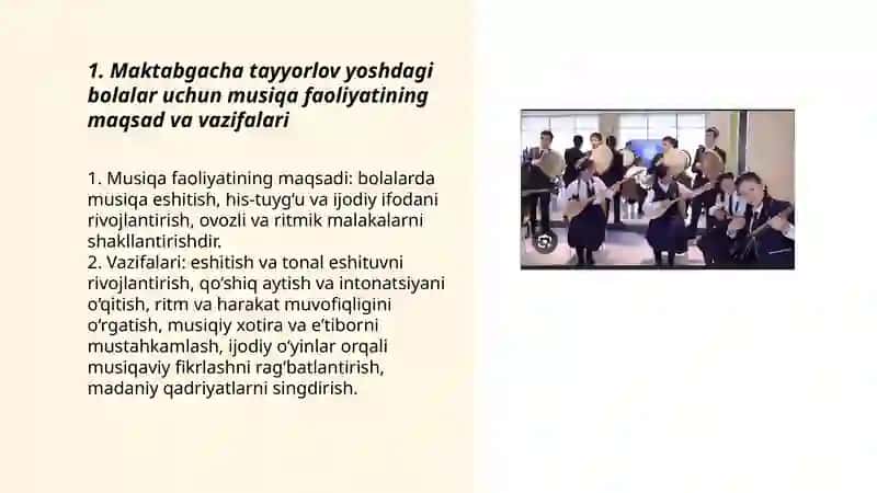 Maktabgacha Tayyorlov Yoshdagi Bolalar Musiqiy Faoliyat Mazmuni 3