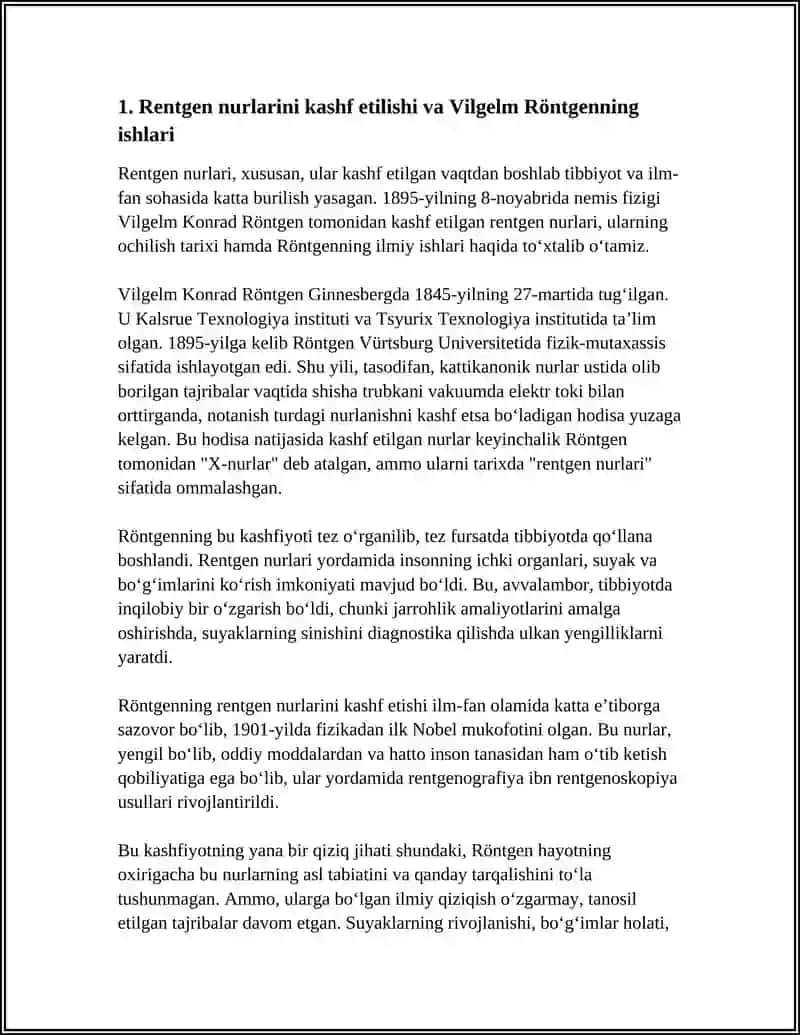 RENTGEN NURLARINI O'RGANISH TARIXI, SUYAK VA BOʻGIMLAR RIVOJLANISHI 3