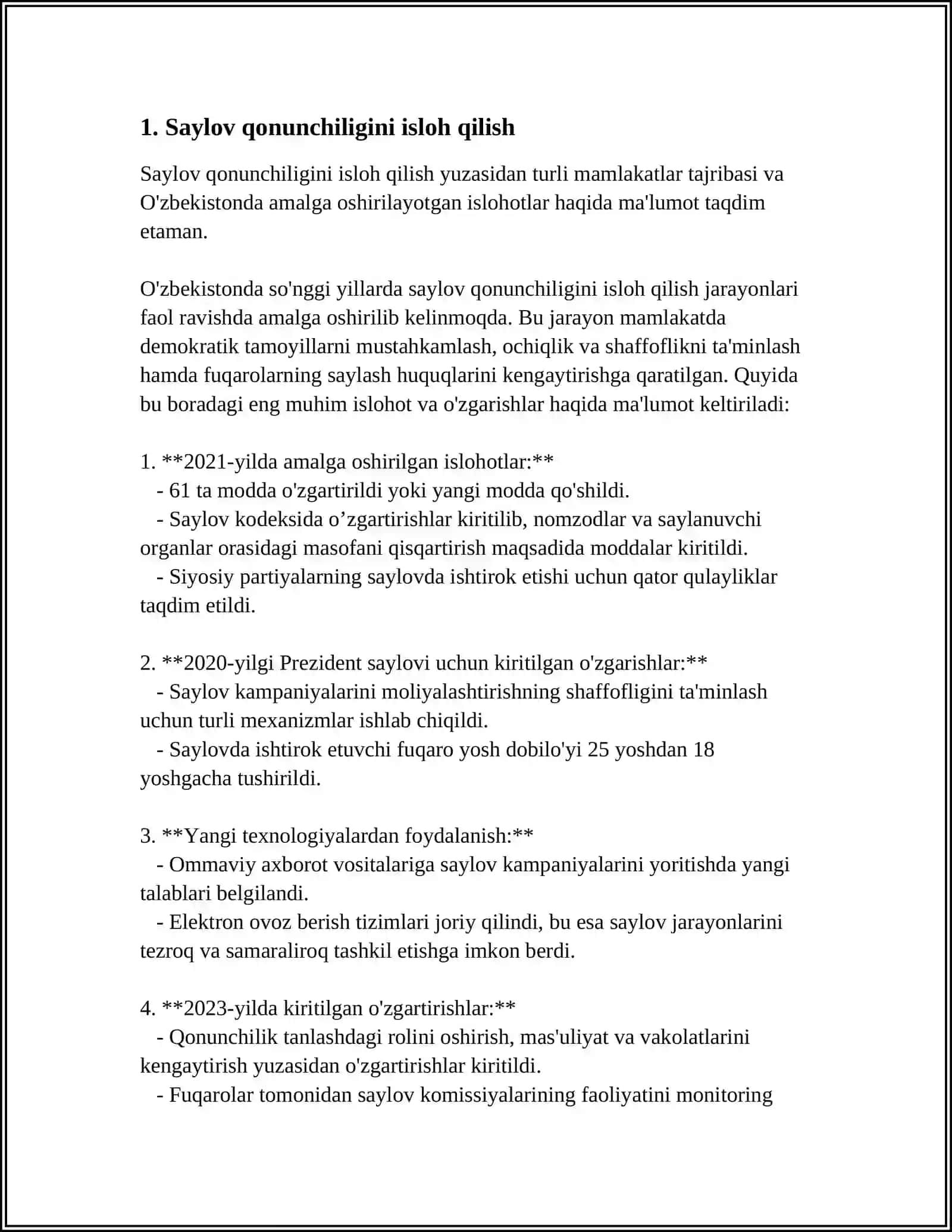 O'ZBEKISTON RESPUBLIKASIDA SAYLOV JARAYONINING HUQUQIY TARTIBGA OLINISHI 3