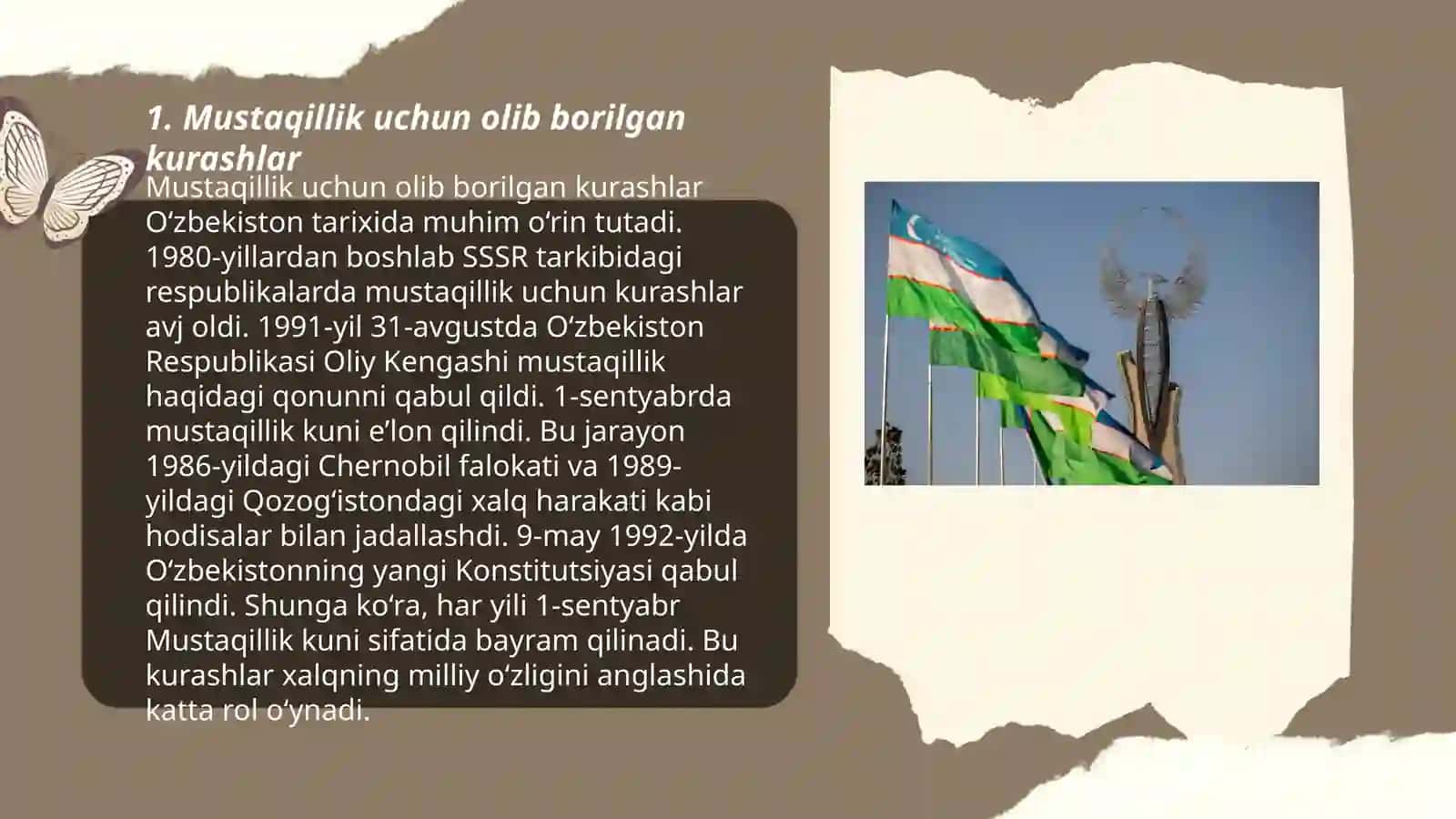 Mustaqil O'zbekiston Respublikasi tashkil topishining tarixiy ahamiyati 3