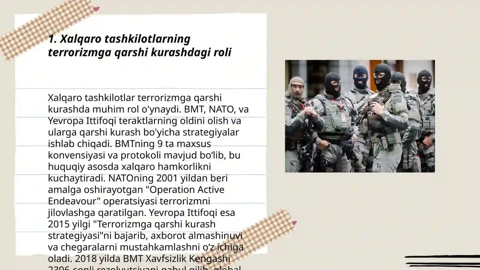 Xalqaro tashkilotlarning terrorizmga qarshi kurashining ahamiyati 3
