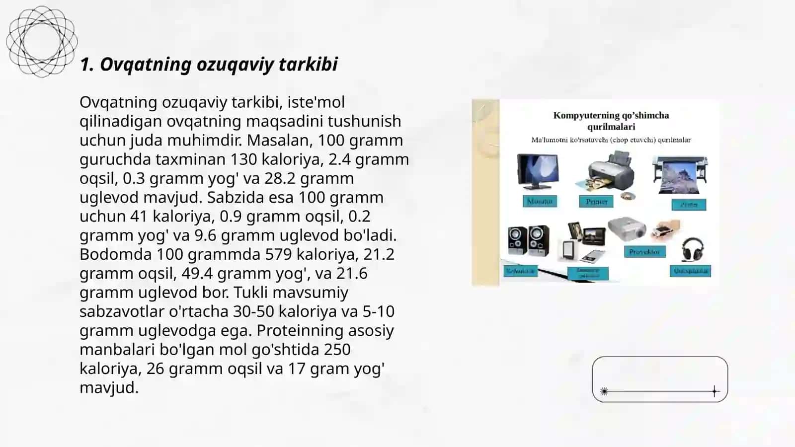 Ovqatning almashinadigan va almashtirib bo'lmaydigan komponentlari 3