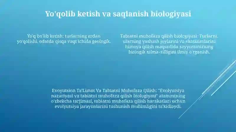 Evoyutsion Ta’Limot Va Tabiatni Muhofaza Qilish 3