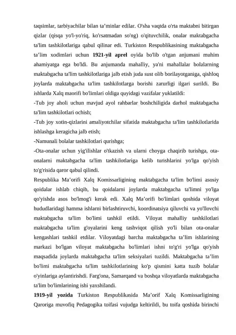 Maktabgacha ta’lim tashkiloti bo’yicha metodik ishlarni tashkil etish vazifalari 3