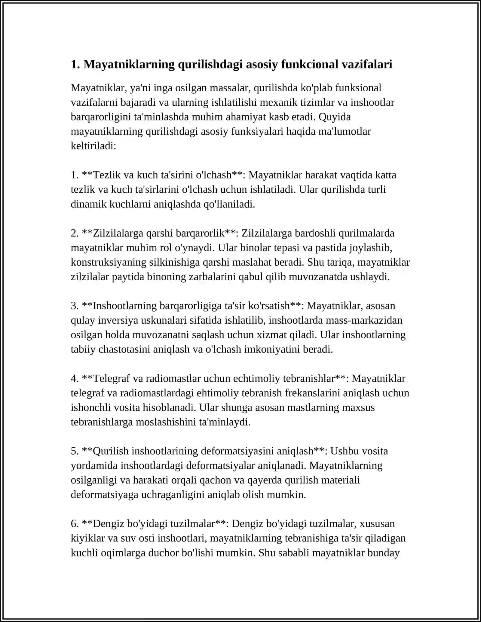 MAYATNIKLARNING QURILISHDA QOLLANILISHI 3