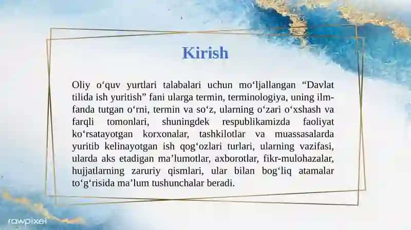 "Davlat tilida ish yuritish" fanining maqsad va vazifalari 3