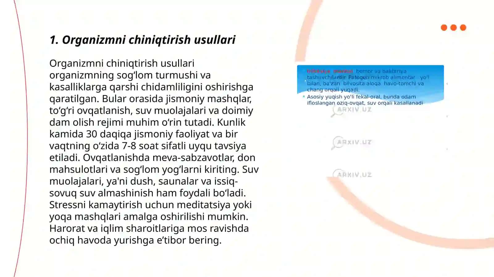 Organizmni chiniqtirish usullari 3