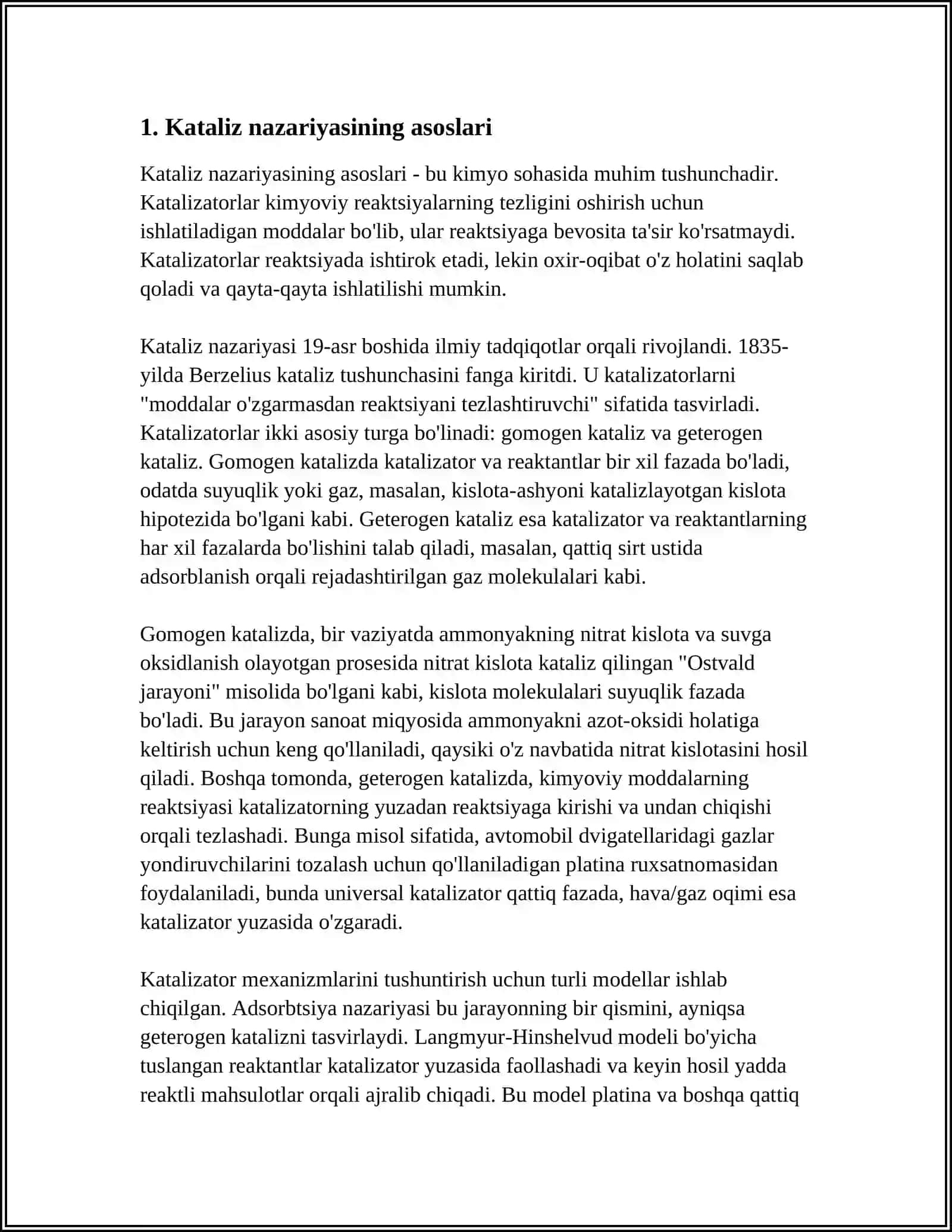 KATALIZ NAZARIYASI. FERMENTATIV KATALIZ 3