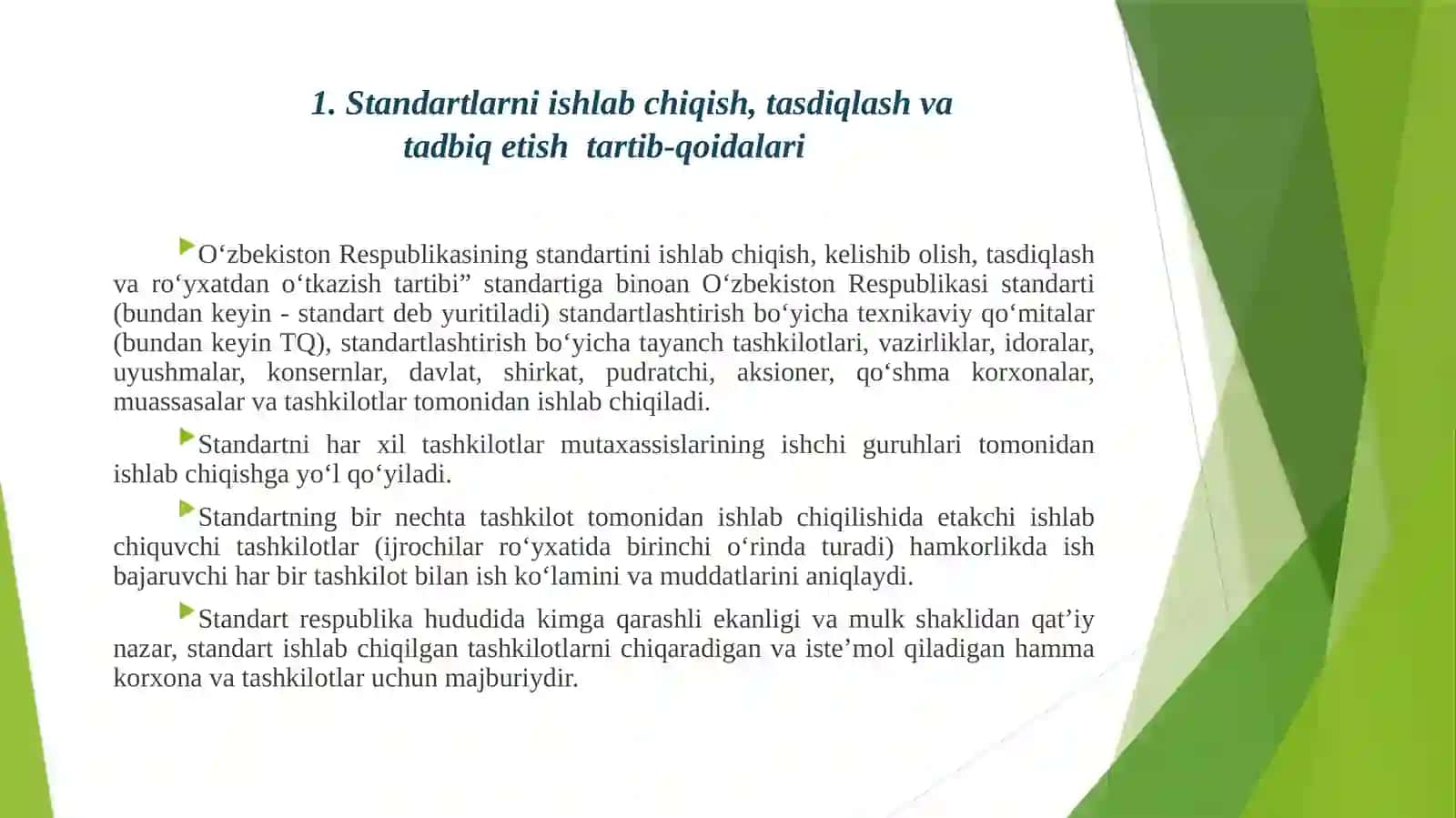 O‘zbеkistоn Rеspublikаsining stаndаrtini ishlаb chiqish, kеlishib оlish, tаsdiqlаsh vа ro‘yxаtdаn o‘tkаzish tаrtibi 3