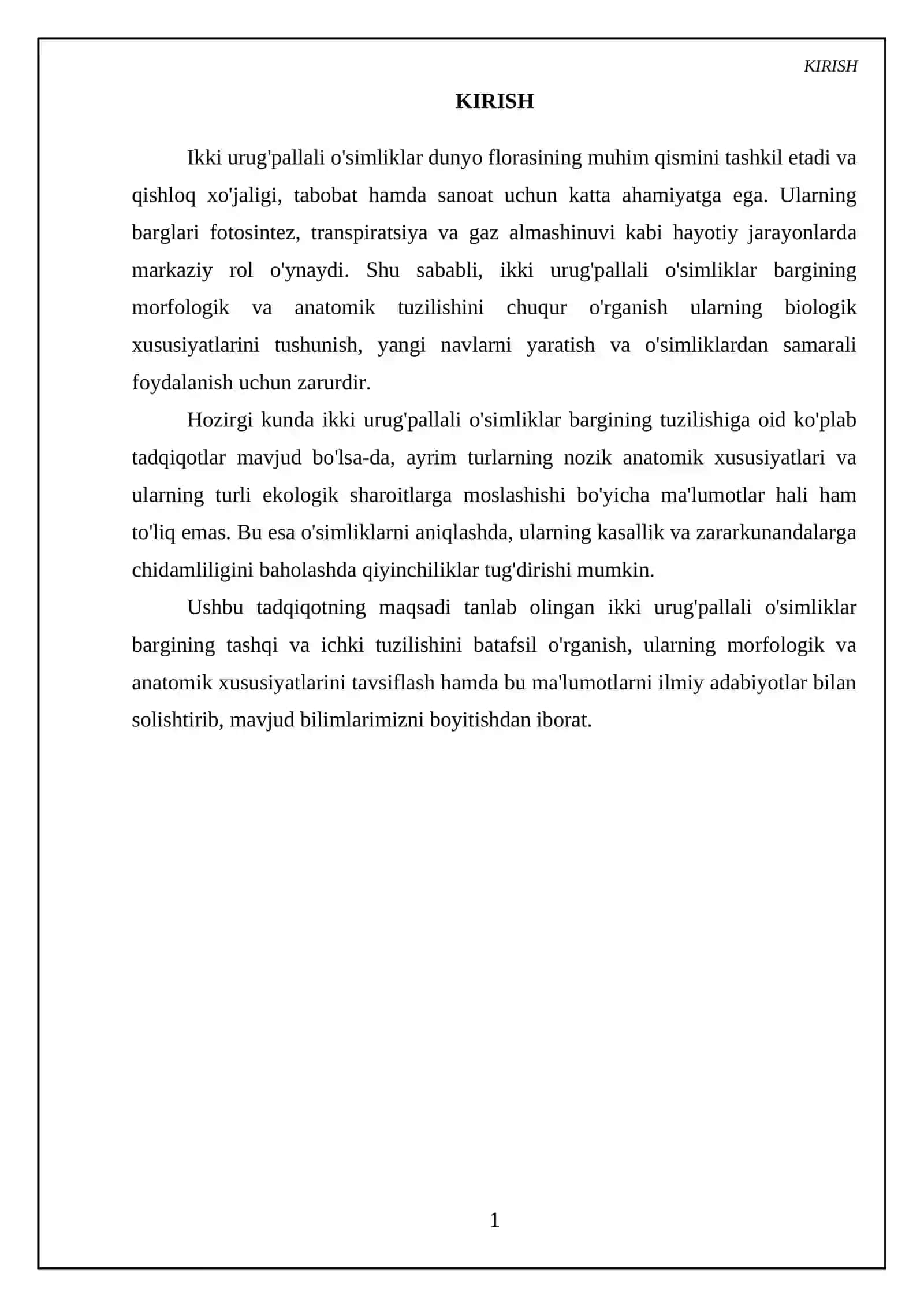Ikki urug'pallali o'simliklar bargining morfologik va anatomik tuzilishi 3