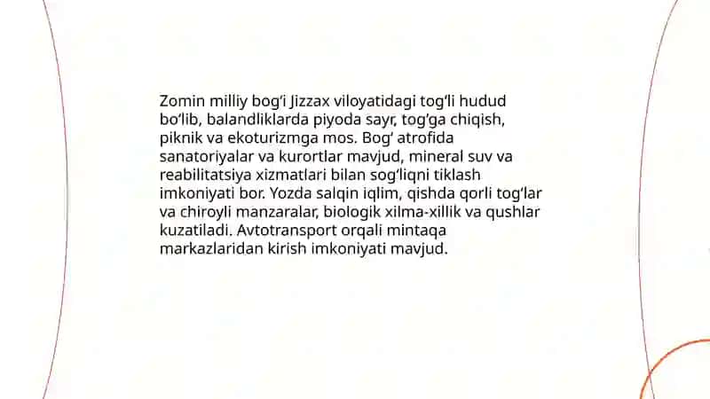 Zomin milliy bog‘i: tog‘ turizmi va sanatoriyalar 3