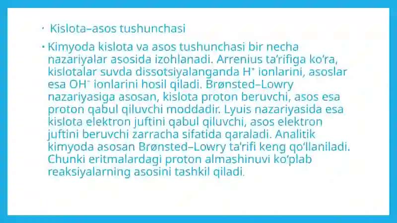 Kislota-asosli reaksiyalarda muvozanat 3