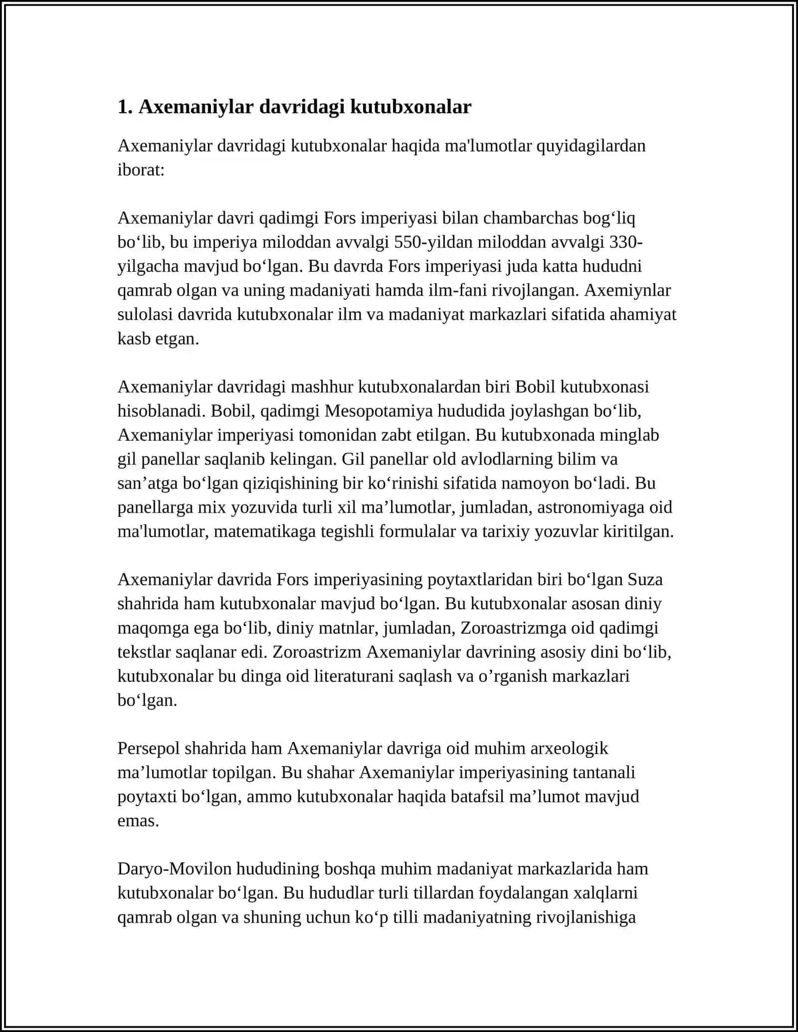 Axemaniylar davridagi kutubxonalar 3