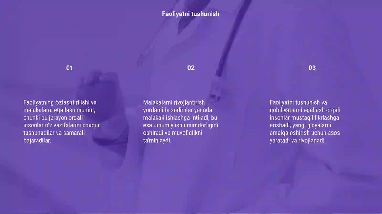 Faoliyatning õzlashtirilishi va malakalarni egallash 3