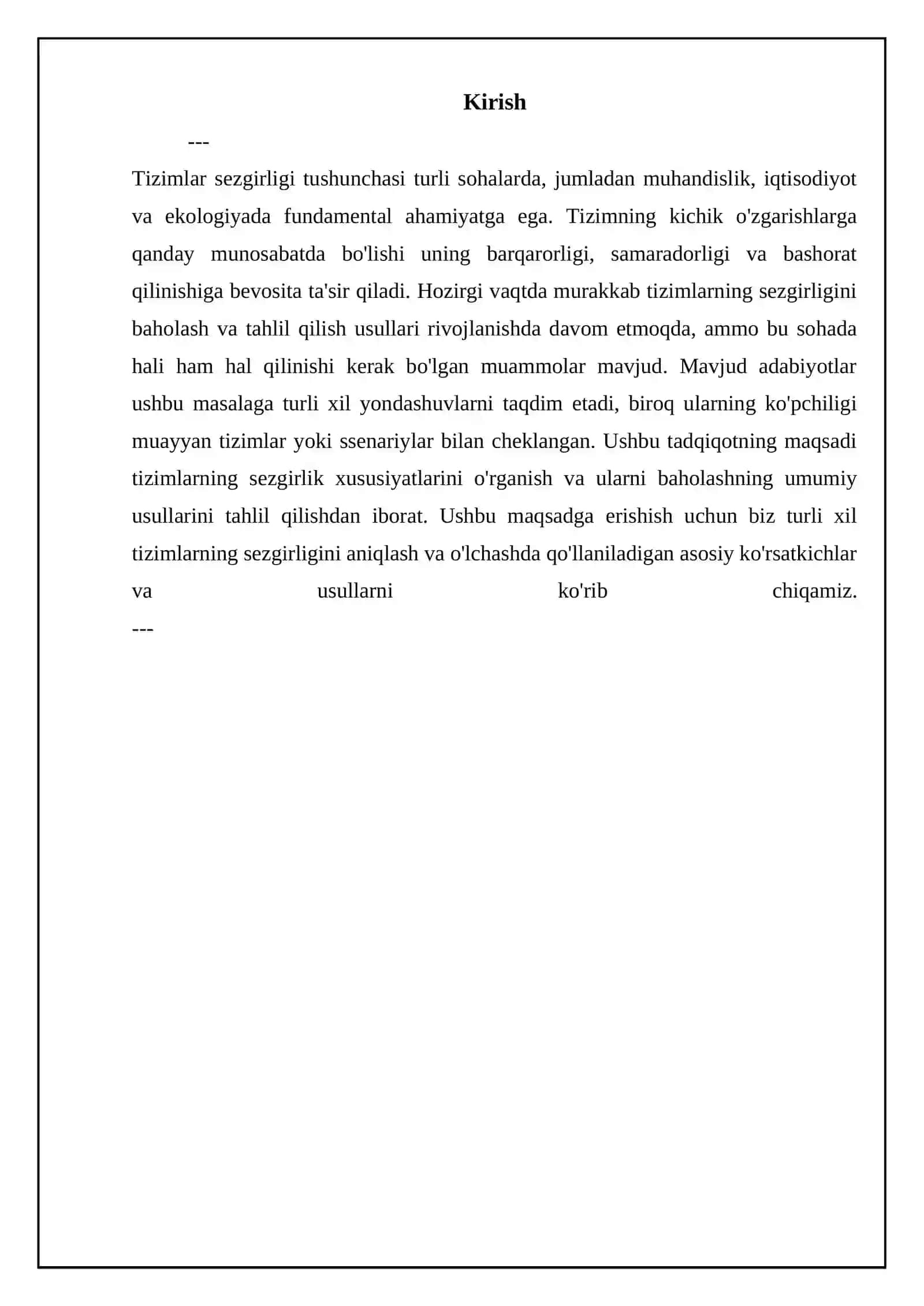 Sistemalarning sezgirlik xususiyati 3
