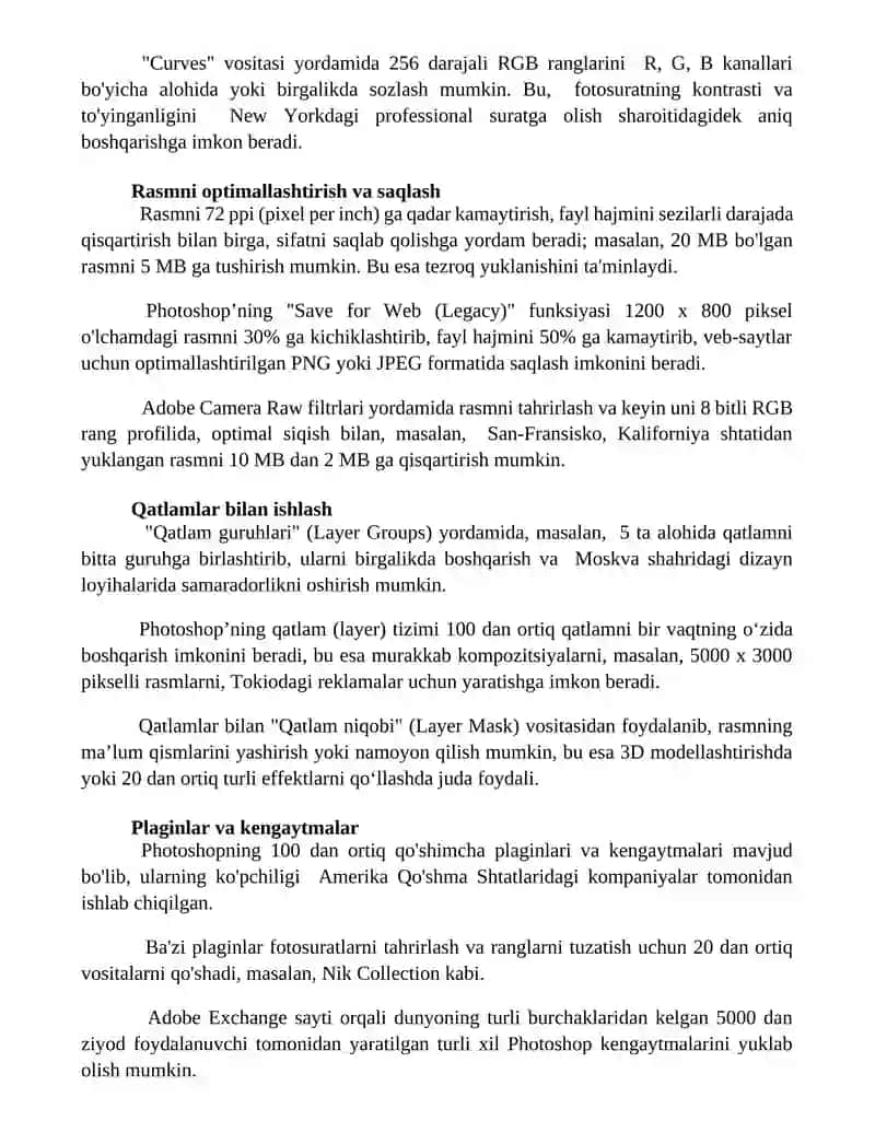 Adobe Photoshop dasturi bilan ishlashning imkoniyatlari 3