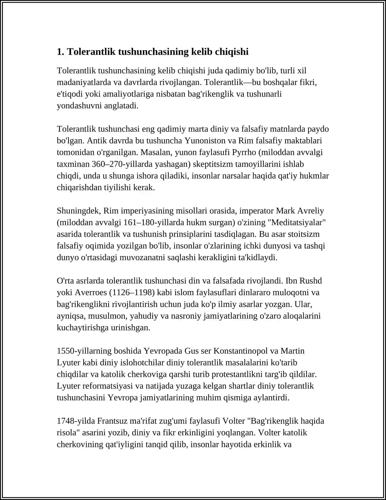 Tolerantlik tushunchasining mazmuni va taraqqiyotidagi ahamiyati 3