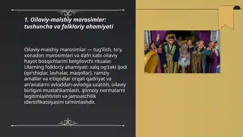 Oilaviy-maishi marosimlar folklori haqida taqdimot 3