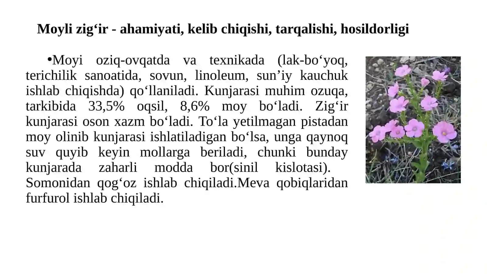 Moyli zig‘irningahamiyati, biologiyasi va yetishtirishtexnologiyasi 3