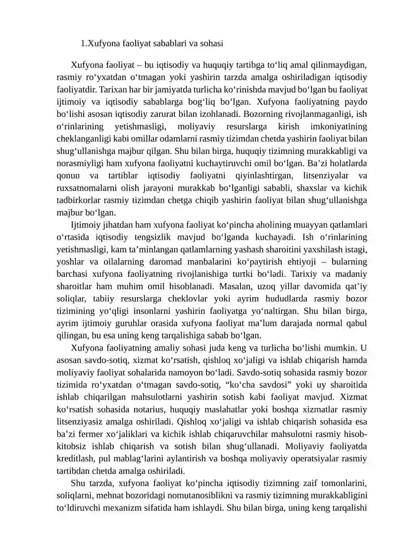 Xufyona faoliyatning kelib chiqish sababi va amal qilish sohasi 3
