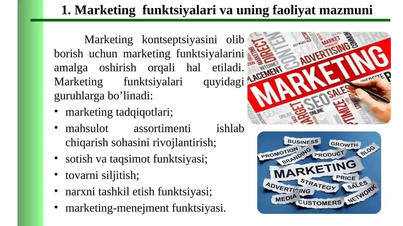 MARKETINGNING FUNKTSIYALARI, VAZIFALARI VA TAMOYILLARI 3