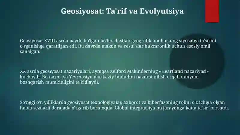 Zamonaviy Geosiyosiy jarayonlar 3