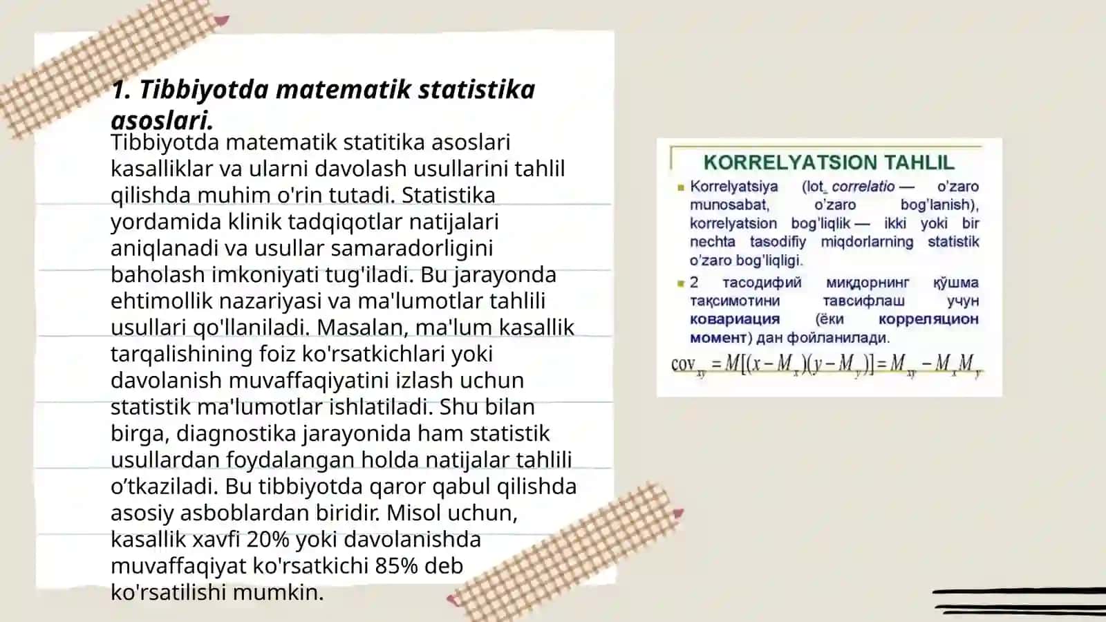 Tibbiy biologik masalalarni yechishda matematik statistika elementlaridan foydalanish 3