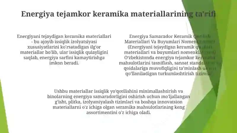 Energiya Samarador Keramik Qurilish Materiallari Va Buyumlari Nomenklaturasi 3
