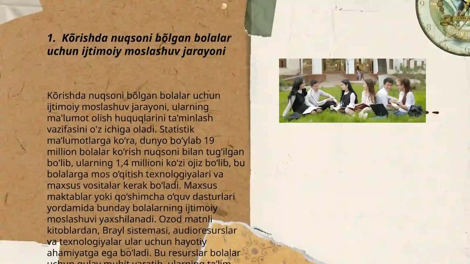 Kõrishda nuqsoni bõlgan bolalar maktabida tarbiyaning mohiyati, maqsadi, vazifalari 3