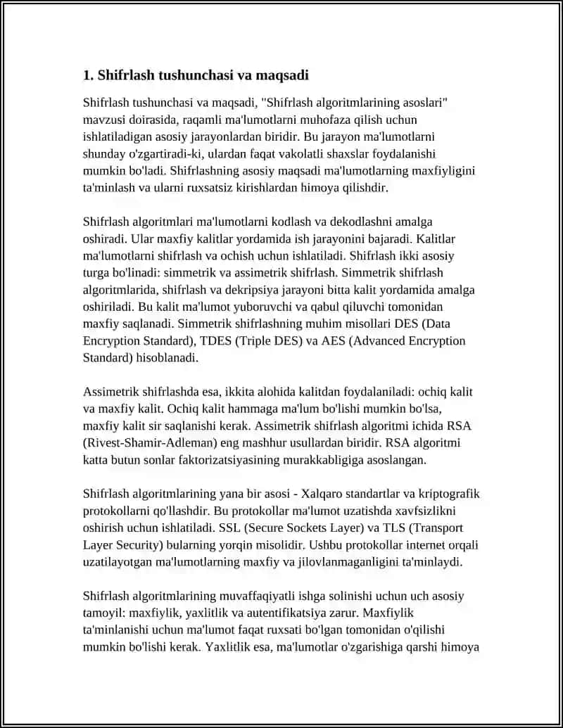 SHIFRLASH ALGORITMLARINING ASOSLARI 3