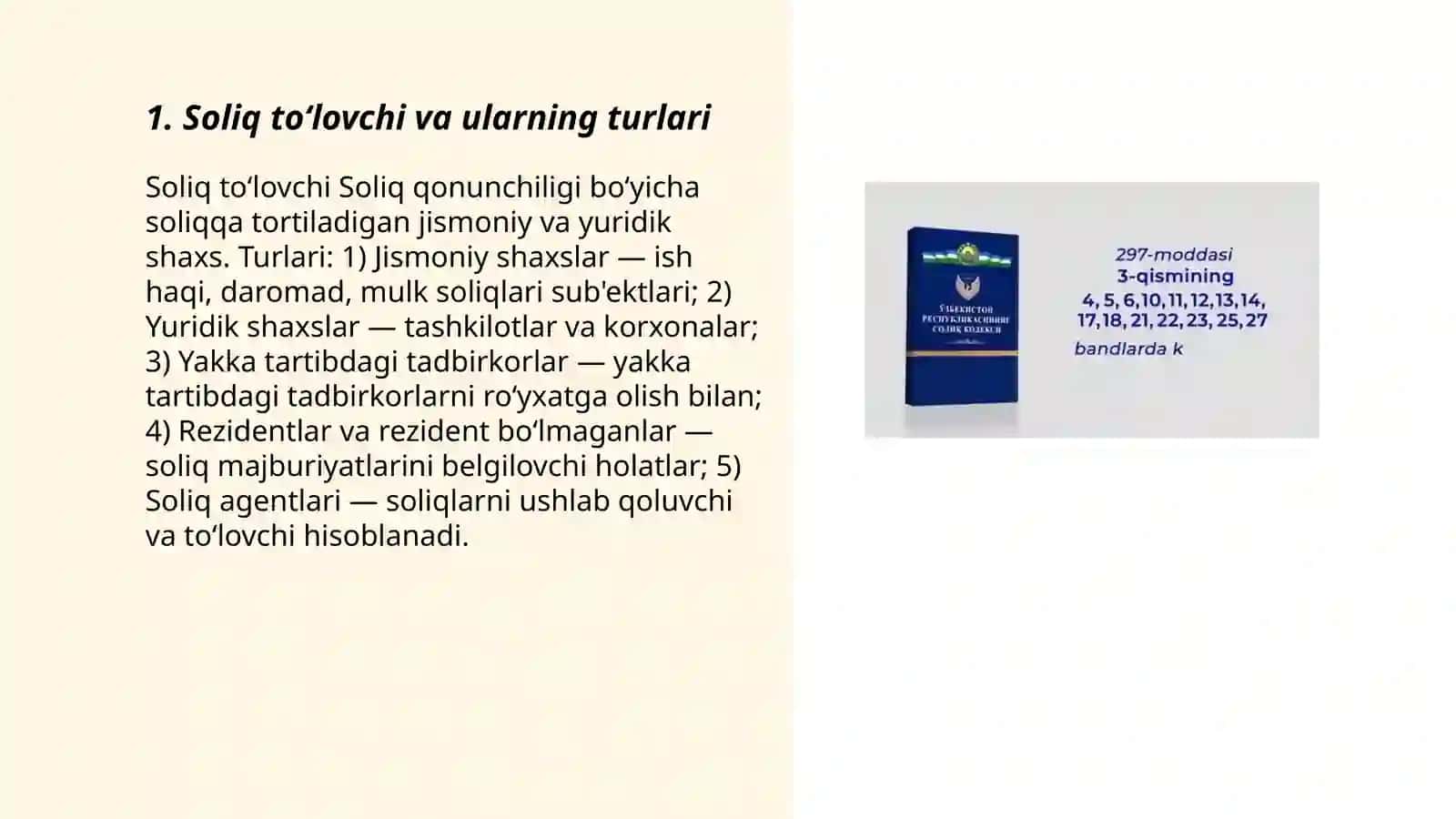 Soliq kodekisi buyicha umumiy tarif 3