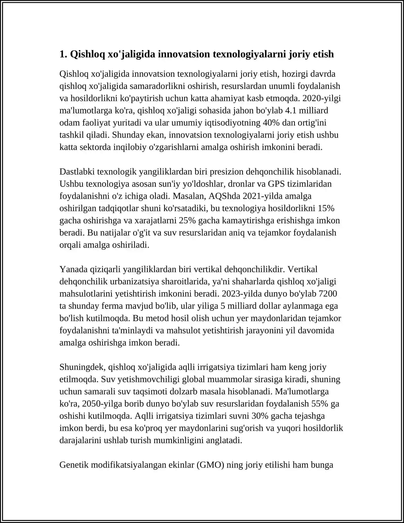 QISHLOQ XO'JALIGIDA INNOVATSION TEXNOLOGIYALARGA BO'LGAN HARAJATLAR XISOBLASH USULI 3