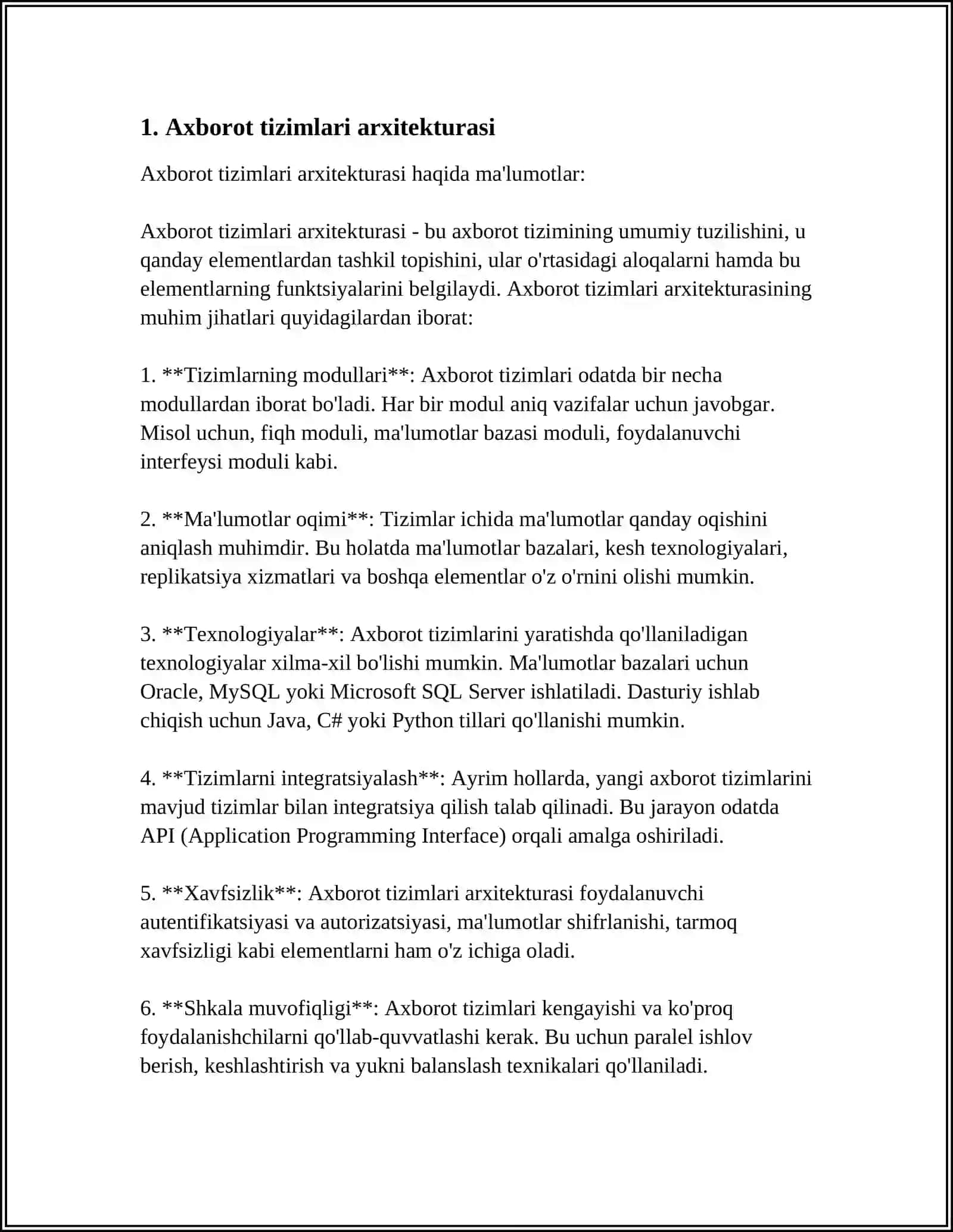 Axborot Tizimlari Arxitekturasi 3